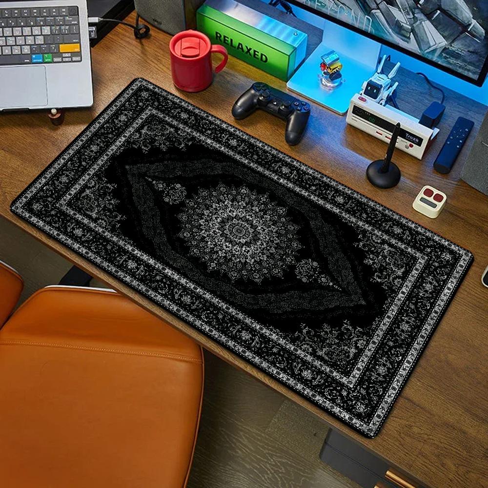 Retro Pc Gaming - سجادة فأرة جديدة سوداء بنمط السجاد