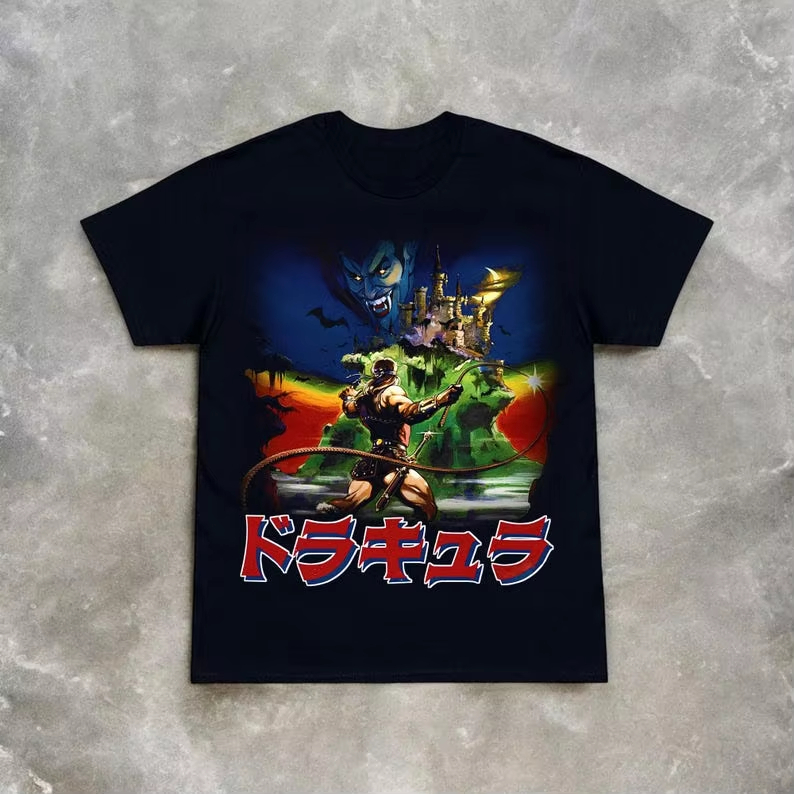 Retro Gaming Aesthetic - تي شيرت كاستل فانيا NES كونامي