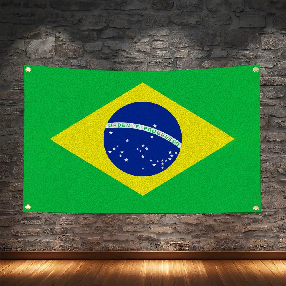 Retro Gaming Banner - علم برازيل التراثي المعلق على الحائط