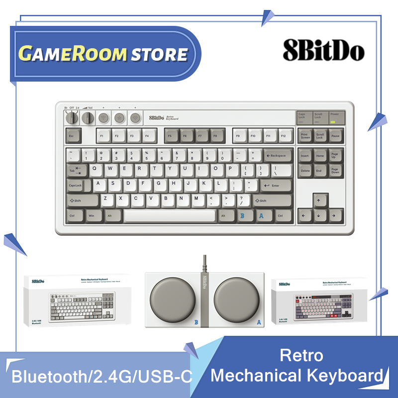 Retro Pc Gaming - لوحة مفاتيح ميكانيكية 8Bitdo Retro، بلوتوث/2.4G/USB-C