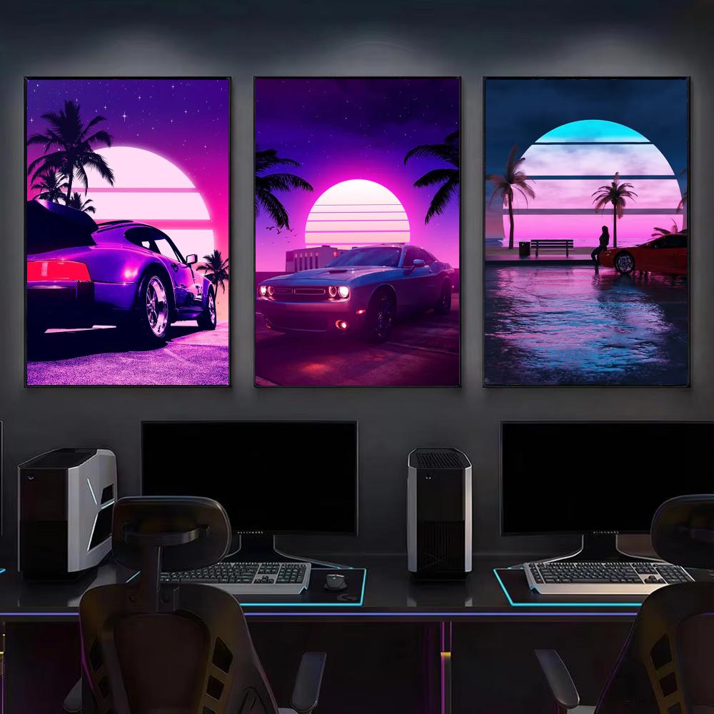 ملصق جداري كانفاس بتصميم سيارة - مراجعة Retro Gaming Aesthetic وسعره