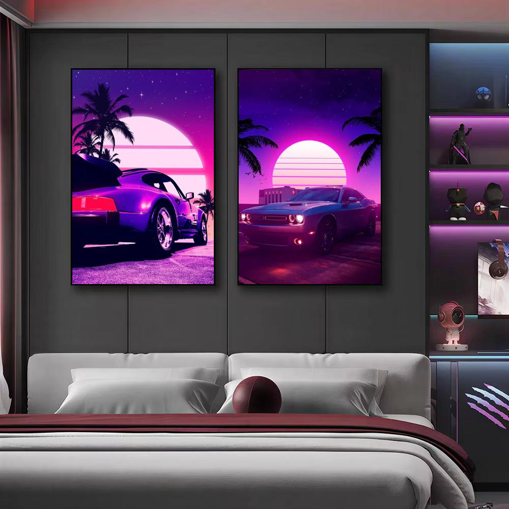 ملصق جداري كانفاس بتصميم سيارة - مراجعة Retro Gaming Aesthetic وسعره